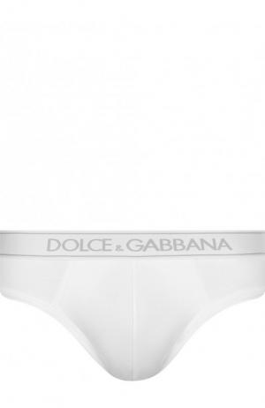 Хлопковые брифы с широкой резинкой Dolce & Gabbana. Цвет: белый