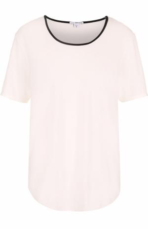 Хлопковая футболка с контрастной отделкой выреза James Perse. Цвет: белый