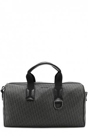Текстильная дорожная сумка с отделкой из натуральной кожи Dior. Цвет: темно-серый