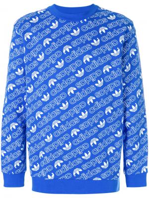 Толстовка Monogram с логотипом Adidas. Цвет: синий
