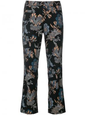 Укороченные брюки с цветочной вышивкой пайетками Cambio. Цвет: чёрный