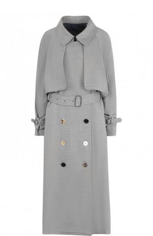 Однотонное шерстяное пальто с поясом Golden Goose Deluxe Brand. Цвет: серый