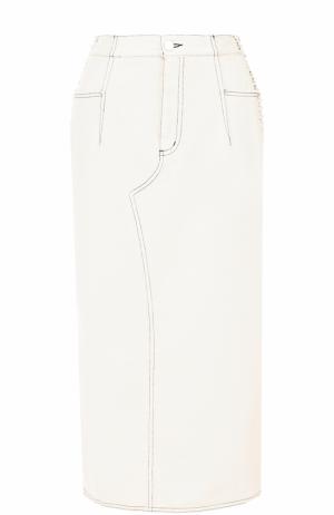 Джинсовая юбка-карандаш со шнуровкой 3.1 Phillip Lim. Цвет: белый