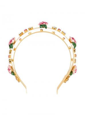 Ободок для волос с цветочными деталями Dolce & Gabbana. Цвет: металлический