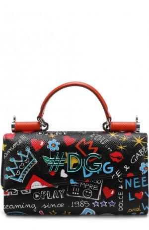 Кожаный кошелек с принтом на цепочке Dolce & Gabbana. Цвет: черный