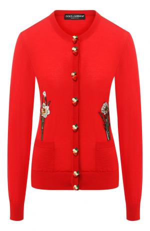 Шерстяной кардиган с декоративными пуговицами Dolce & Gabbana. Цвет: красный