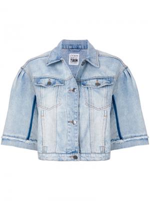 Укороченная джинсовая куртка свободного кроя с короткими рукавами Twin-Set. Цвет: синий