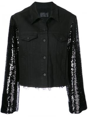 Джинсовая куртка с пайетками Rta. Цвет: чёрный