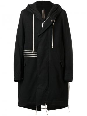 Пальто с капюшоном и неравномерным подолом Rick Owens DRKSHDW. Цвет: чёрный
