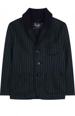 Шерстяной однобортный пиджак с шалевым воротником Il Gufo. Цвет: зеленый
