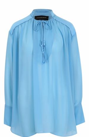 Блуза свободного кроя с воротником-стойкой By Malene Birger. Цвет: голубой