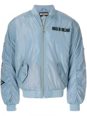 Куртка-бомбер с логотипом House Of Holland. Цвет: синий