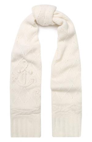 Шерстяной шарф фактурной вязки Polo Ralph Lauren. Цвет: кремовый