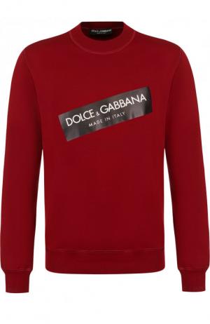 Хлопковый свитшот с принтом Dolce & Gabbana. Цвет: красный