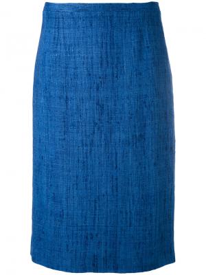 Твидовая юбка прямого кроя Kiton. Цвет: синий