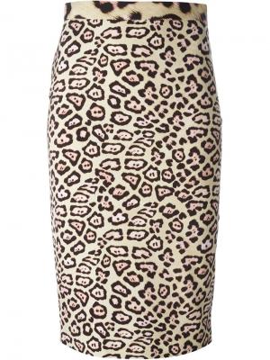 Юбка с леопардовым принтом Givenchy. Цвет: телесный