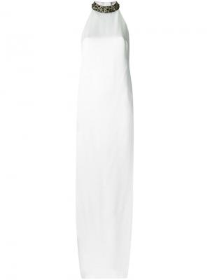 Вечернее платье с декором из камней Tufi Duek. Цвет: белый