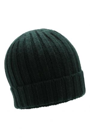 Кашемировая шапка фактурной вязки Allude. Цвет: темно-зеленый