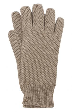 Кашемировые перчатки фактурной вязки TSUM Collection. Цвет: коричневый