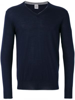 Пуловер с V-образным вырезом Eleventy. Цвет: синий