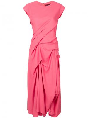 Платье-миди с рюшами Sies Marjan. Цвет: розовый и фиолетовый