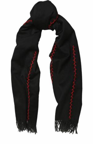 Кашемировый шарф с контрастной прострочкой Alexander McQueen. Цвет: черный