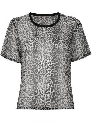 Полупрозрачная футболка с леопардовым принтом Saint Laurent. Цвет: серый