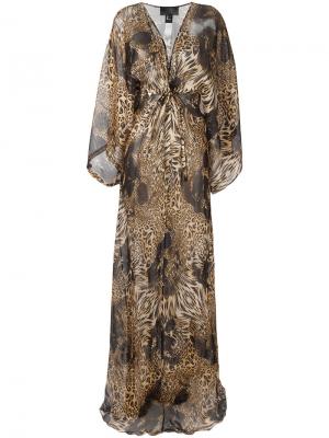 Длинное платье с узором Philipp Plein. Цвет: коричневый