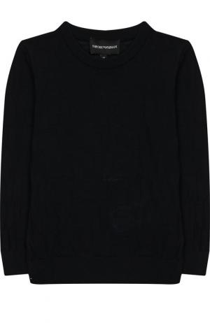Однотонный пуловер с круглым вырезом Emporio Armani. Цвет: темно-синий
