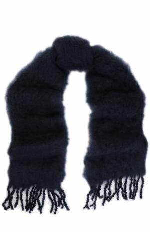 Мохеровый шарф с бахромой Balmuir. Цвет: темно-синий