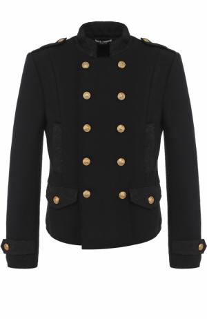 Шерстяной двубортный пиджак Dolce & Gabbana. Цвет: черный