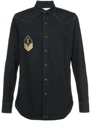 Джинсовая рубашка с принтом логотипа Saint Laurent. Цвет: чёрный