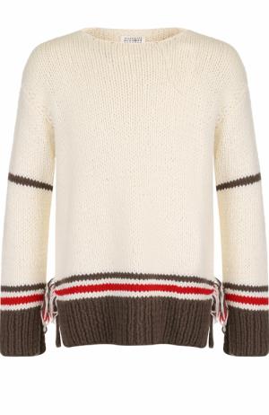 Шерстяной свитер свободного кроя с отделкой Maison Margiela. Цвет: белый