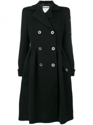 Двубортное пальто в стиле платье Moschino. Цвет: чёрный
