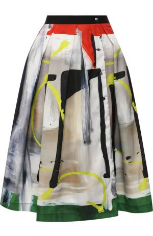Шелковая юбка-миди с принтом sara roka. Цвет: разноцветный