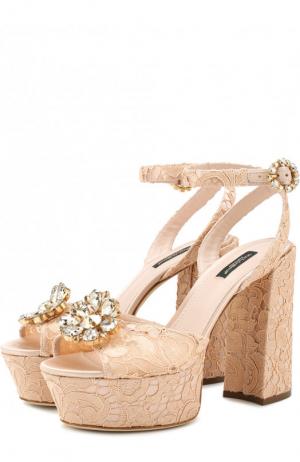 Босоножки Keira на устойчивом каблуке и платформе Dolce & Gabbana. Цвет: светло-бежевый