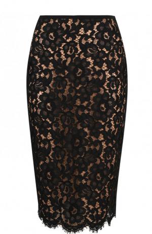 Кружевная юбка-карандаш с разрезом Michael Kors Collection. Цвет: черный