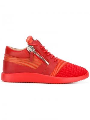 Хайтопы на шнуровке с молниями Giuseppe Zanotti Design. Цвет: красный