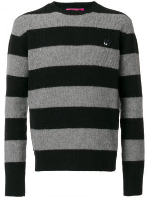Полосатый пуловер с заплаткой в виде ласточки McQ Alexander McQueen. Цвет: чёрный
