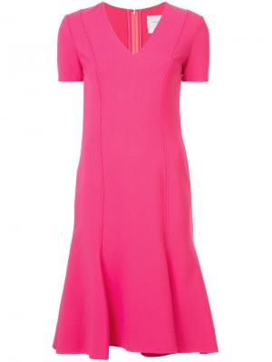 Платье с короткими рукавами Carolina Herrera. Цвет: розовый и фиолетовый