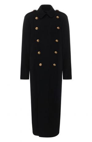 Двубортное шерстяное пальто с контрастными пуговицами Polo Ralph Lauren. Цвет: синий
