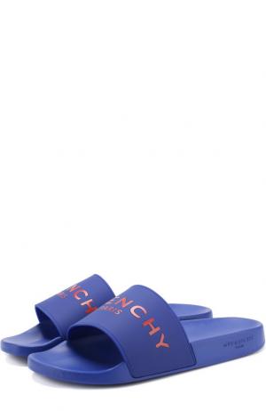 Резиновые шлепанцы с логотипом бренда Givenchy. Цвет: синий