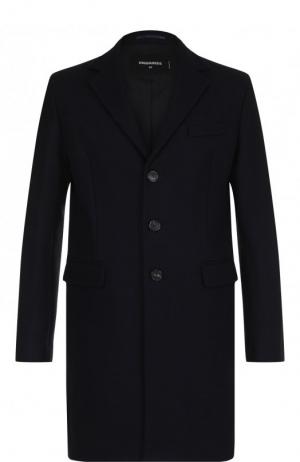 Однобортное шерстяное пальто с отложным воротником Dsquared2. Цвет: темно-синий