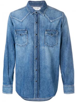 Классическая джинсовая рубашка Saint Laurent. Цвет: синий