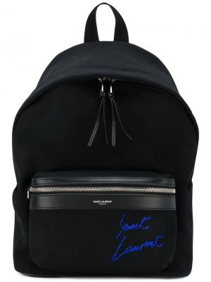 Мини-рюкзак с вышивкой City Saint Laurent. Цвет: чёрный