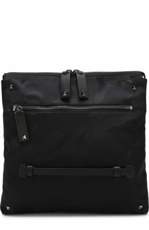 Текстильная сумка-планшет  Garavani с камуфляжным принтом Valentino. Цвет: черный
