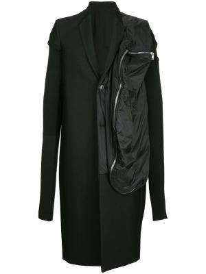 Пальто комбинированного кроя Rick Owens. Цвет: чёрный