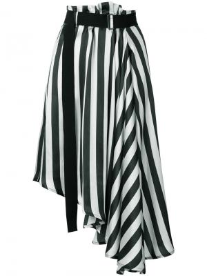 Striped asymmetric skirt Ann Demeulemeester. Цвет: чёрный