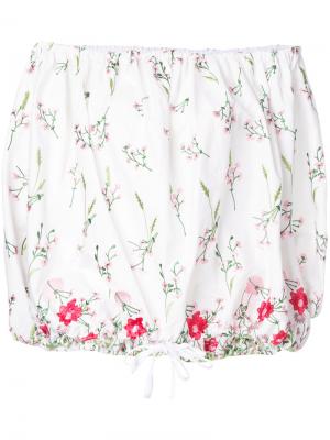 Блузка с открытыми плечами и цветочным принтом Marquesalmeida Marques'almeida. Цвет: белый