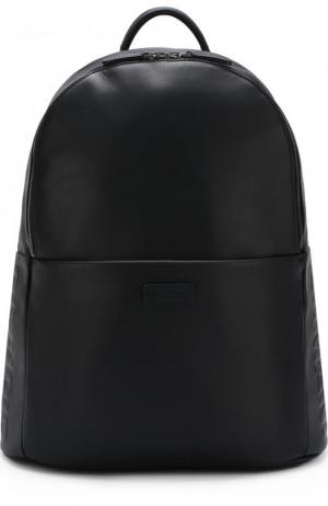Однотонный кожаный рюкзак Giorgio Armani. Цвет: темно-синий